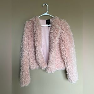pink fluffy jacket